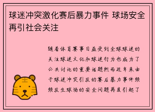 球迷冲突激化赛后暴力事件 球场安全再引社会关注